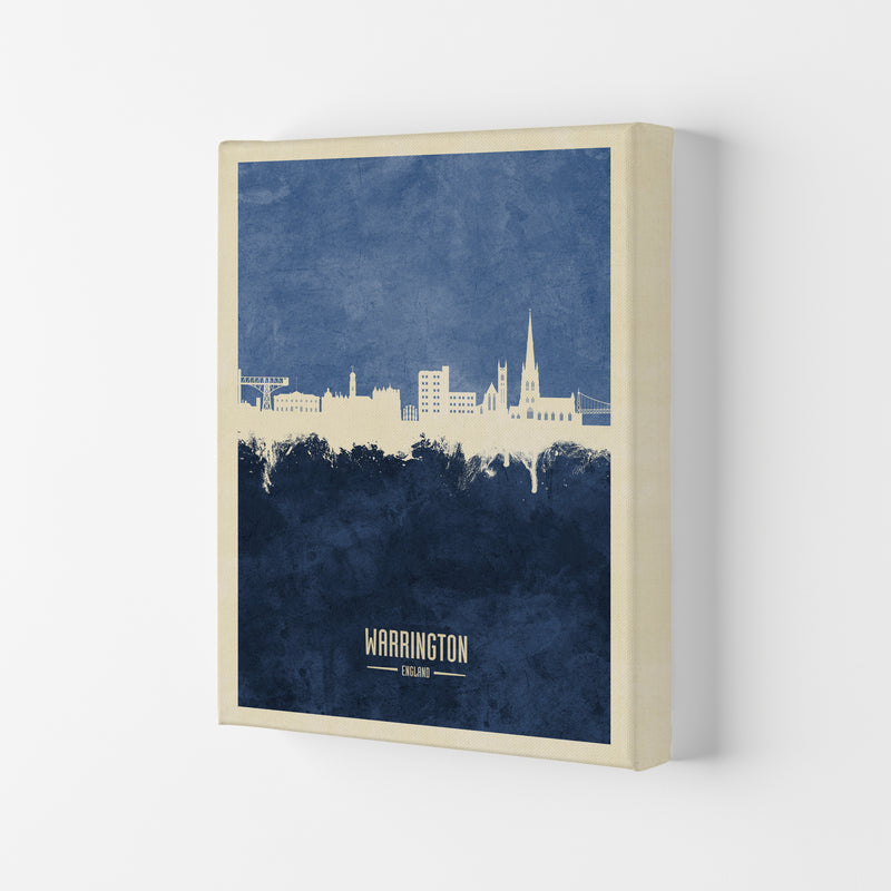 Warrington England Skyline Portrait Navy Art Print by Michael Tompsett Canvas