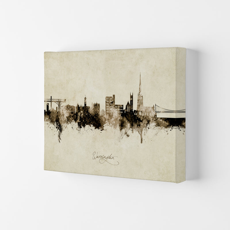 Warrington England Skyline Vintage Art Print by Michael Tompsett Canvas