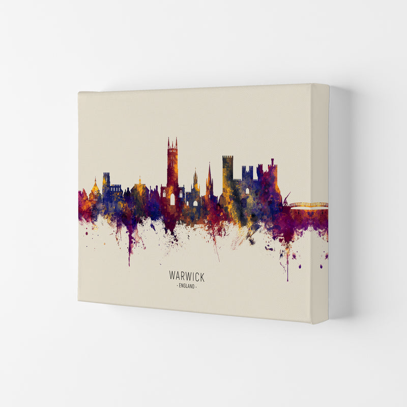 Warwick England Skyline Autumn City Name Art Print by Michael Tompsett Canvas
