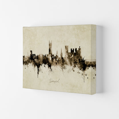 Warwick England Skyline Vintage Art Print by Michael Tompsett Canvas