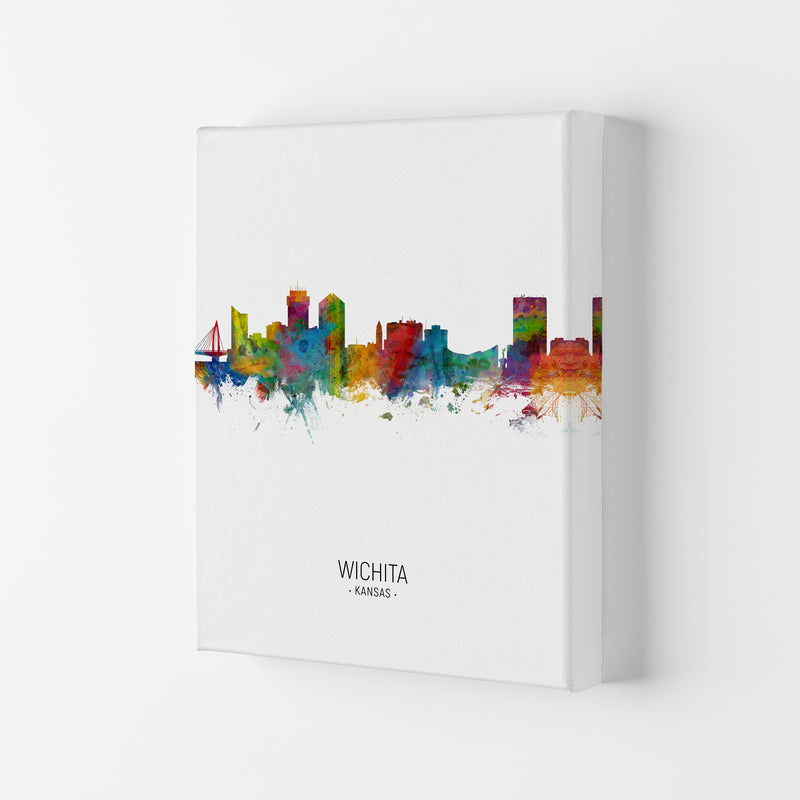 Wichita Kansas Skyline Portrait Art Print by Michael Tompsett Canvas