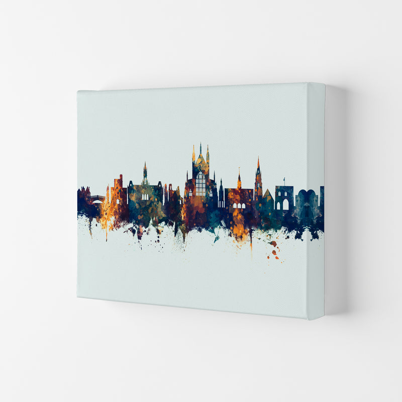 Winchester England Skyline Blue Orange Art Print by Michael Tompsett Canvas
