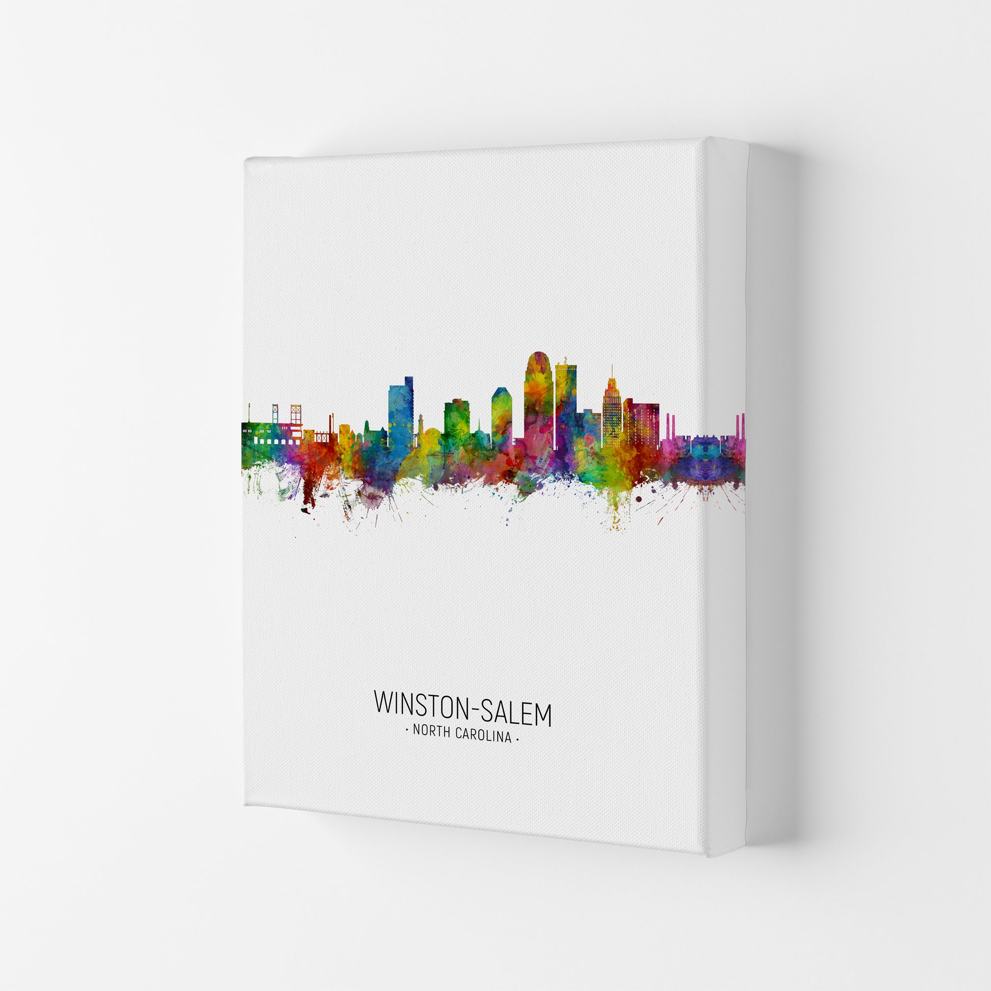 Winston-Salem North Carolina Skyline Portrait Art Print by Michael Tompsett Canvas