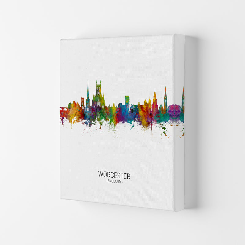 Worcester England Skyline Portrait Art Print by Michael Tompsett Canvas
