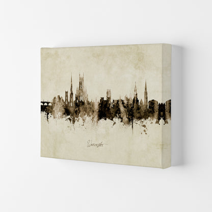 Worcester England Skyline Vintage Art Print by Michael Tompsett Canvas