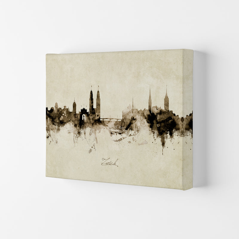 Zurich Switzerland Skyline Vintage Art Print by Michael Tompsett Canvas