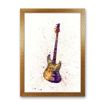 Electric Bass Guitar Watercolour  by Michael Tompsett Oak Grain