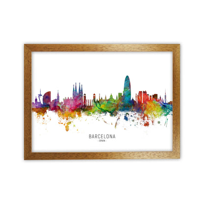 Barcelona Spain Skyline Art Print by Michael Tompsett Oak Grain