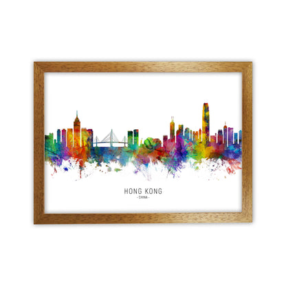 Hong Kong China Skyline Art Print by Michael Tompsett Oak Grain