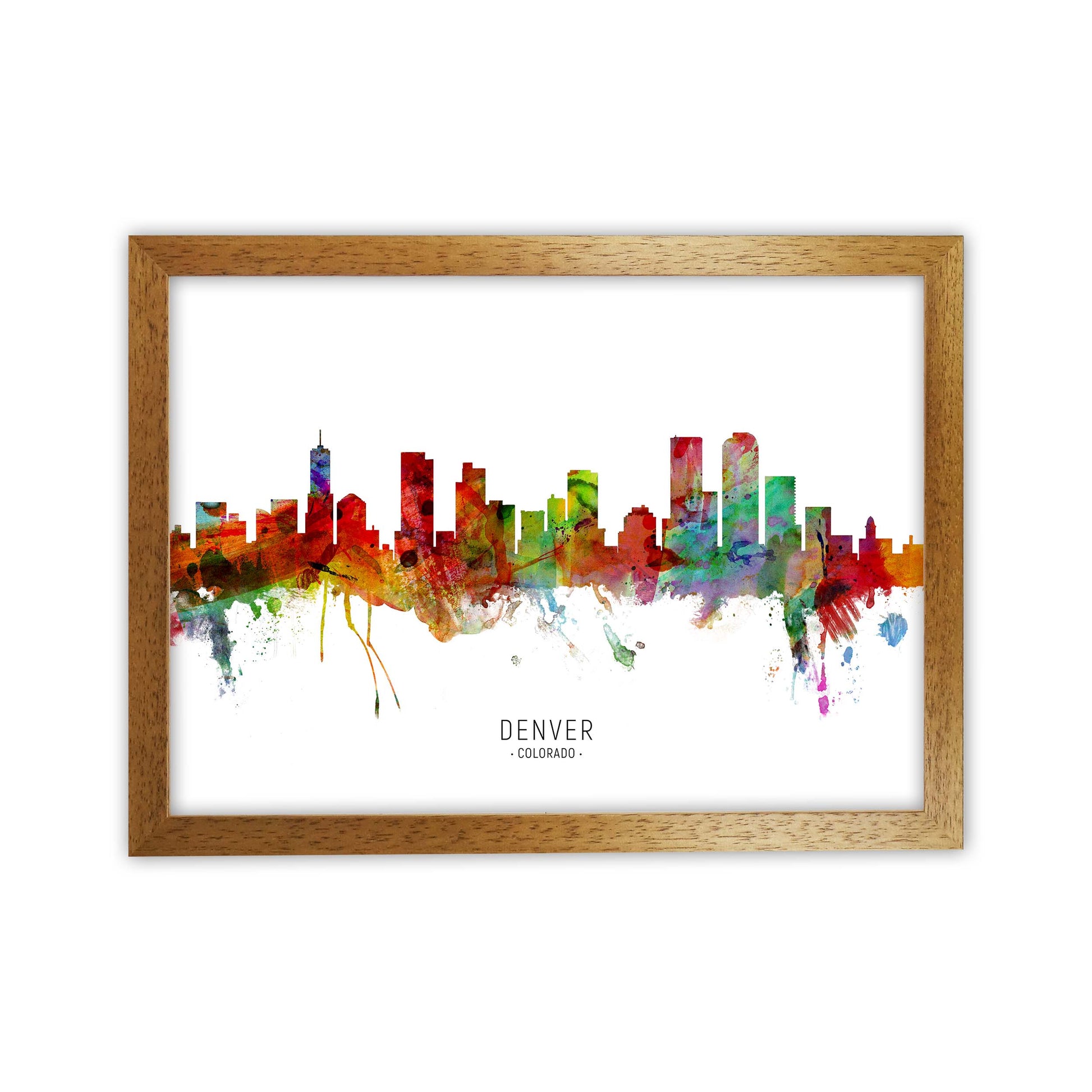 Denver Colorado Skyline Art Print by Michael Tompsett Oak Grain