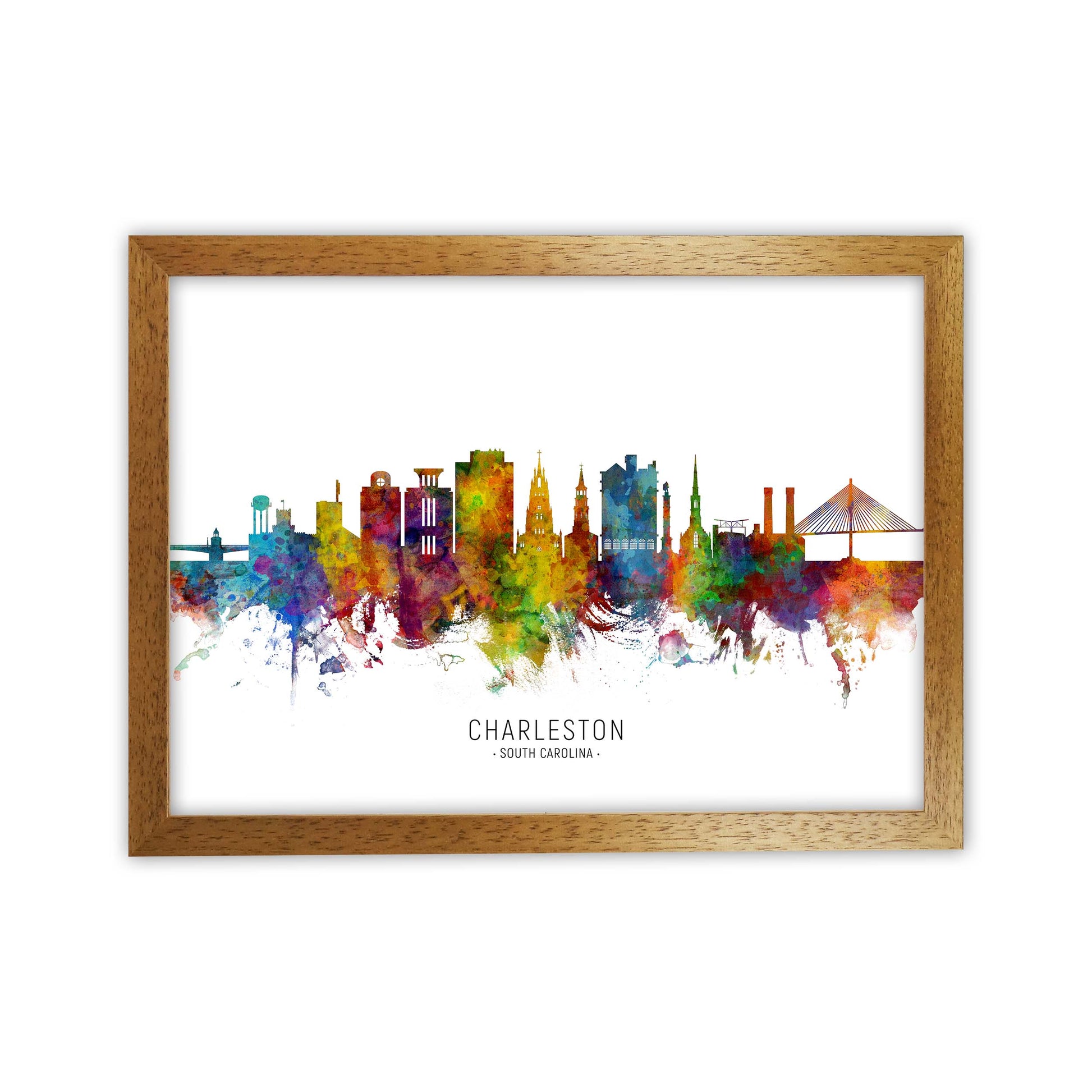 Charleston South Carolina Skyline Print by Michael Tompsett Oak Grain