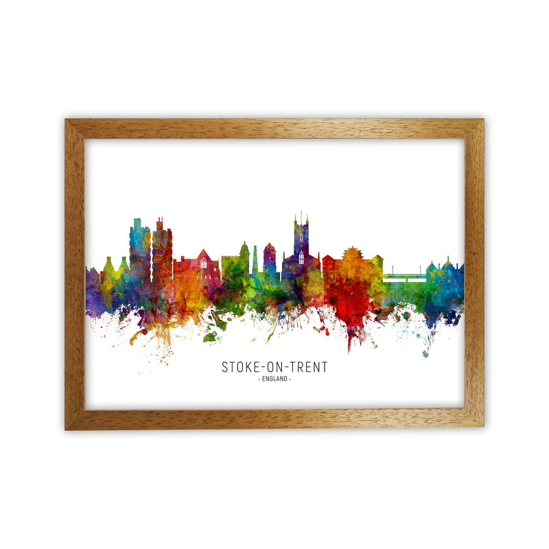 Stoke-On-Trent England Skyline Art Print by Michael Tompsett Oak Grain
