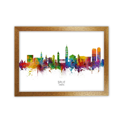Split Croatia Skyline Art Print by Michael Tompsett Oak Grain