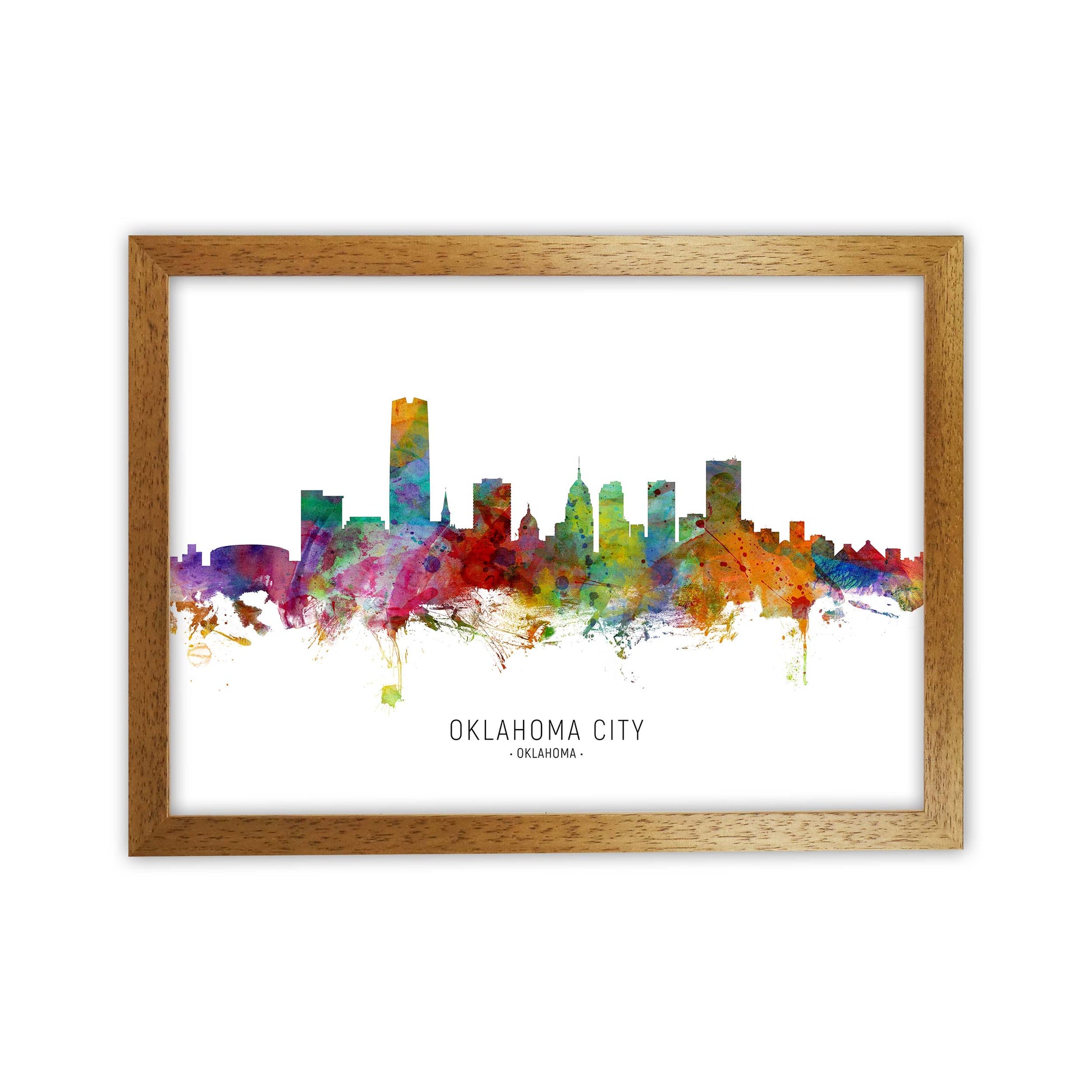 Oklahoma City Oklahoma Skyline Art Print by Michael Tompsett Oak Grain