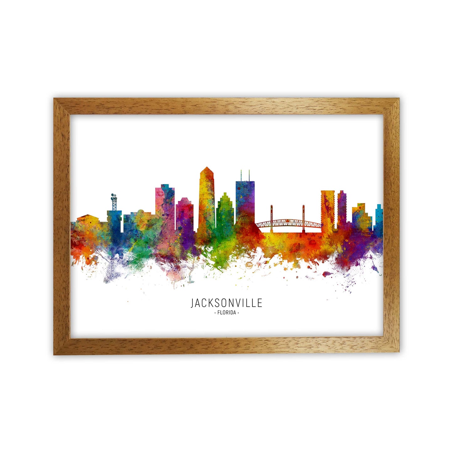 Jacksonville Florida Skyline Art Print by Michael Tompsett Oak Grain