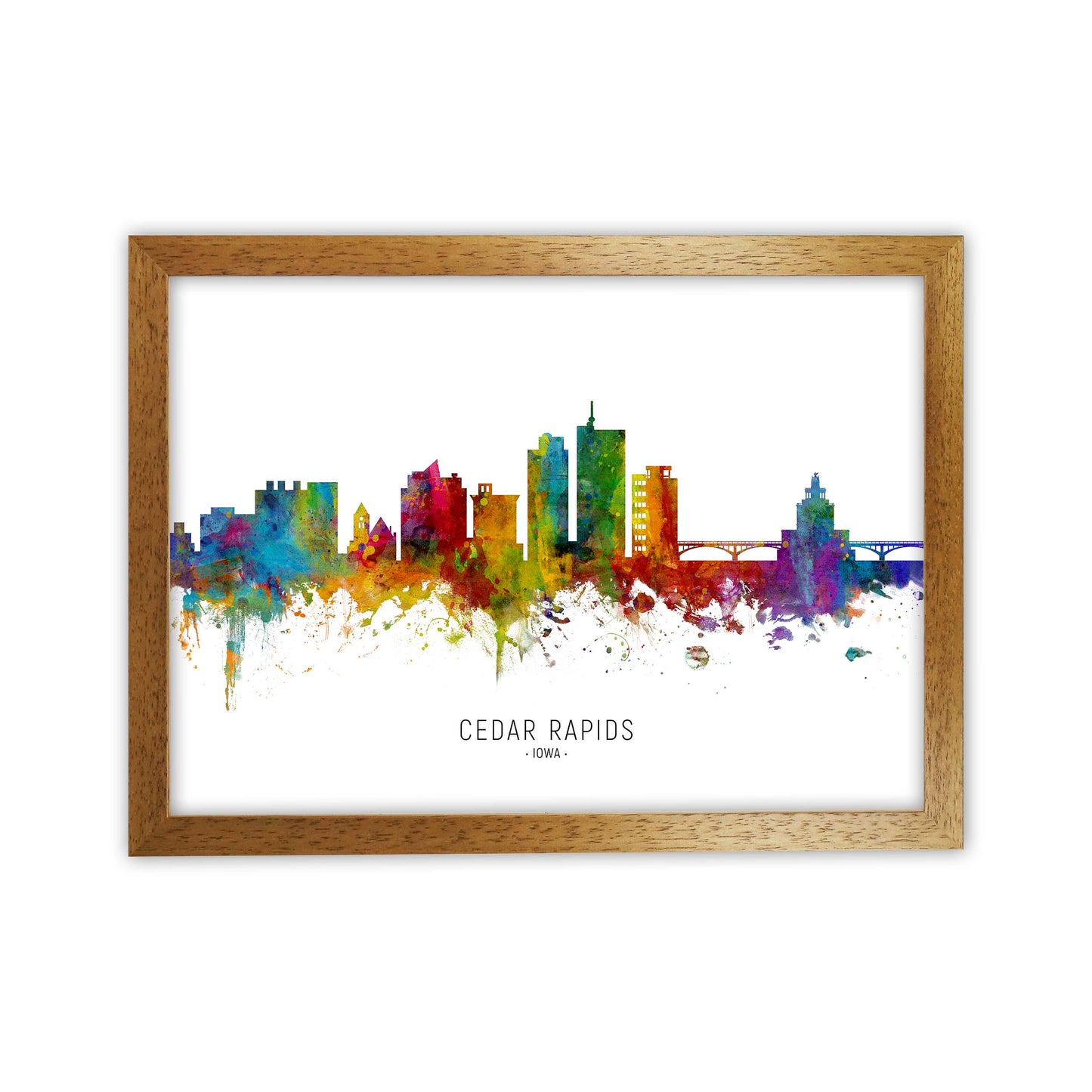 Cedar Rapids Iowa Skyline Art Print by Michael Tompsett Oak Grain