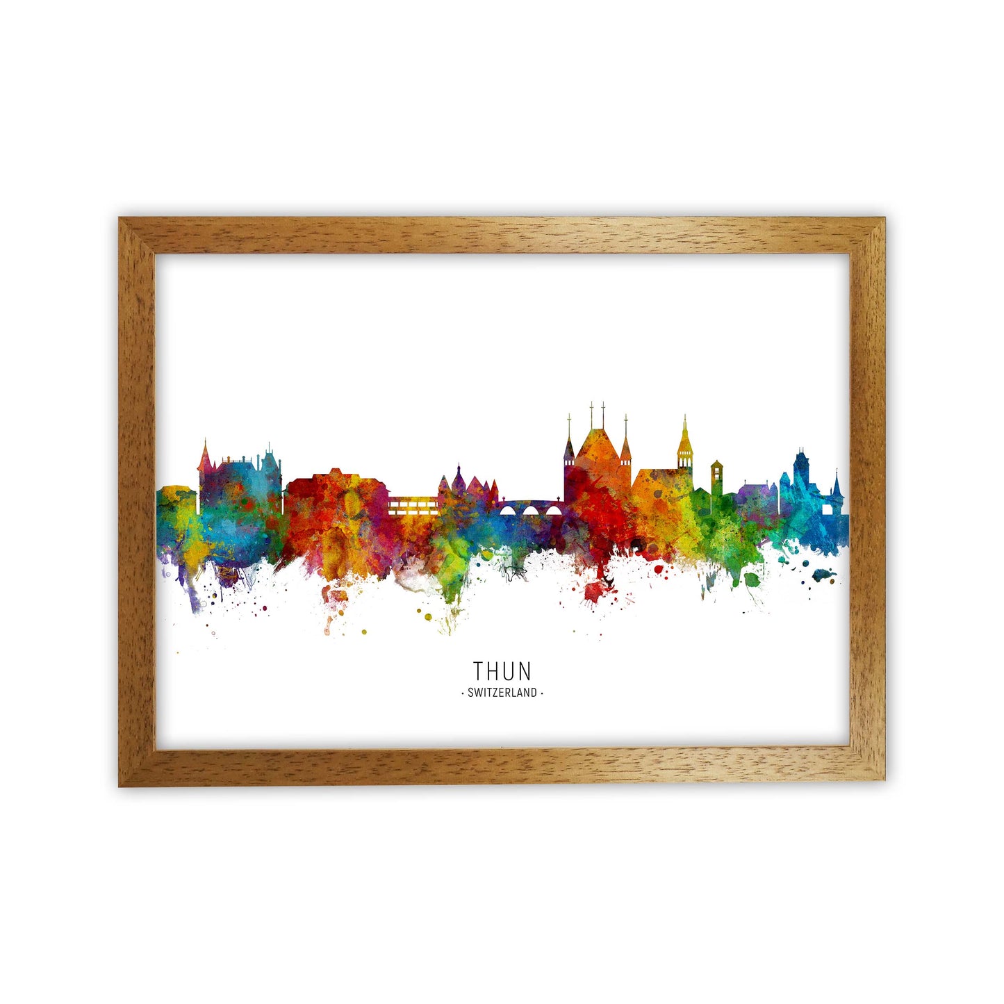 Thun Switzerland Skyline Art Print by Michael Tompsett Oak Grain