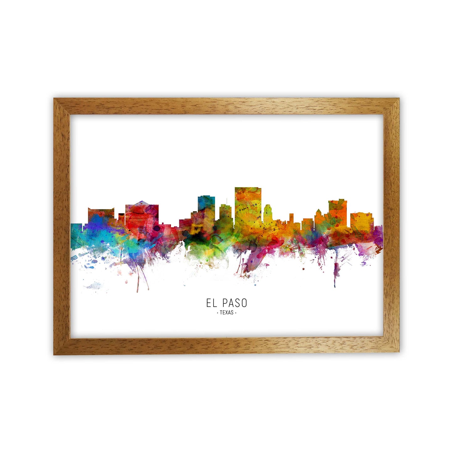 El Paso Texas Skyline Art Print by Michael Tompsett Oak Grain