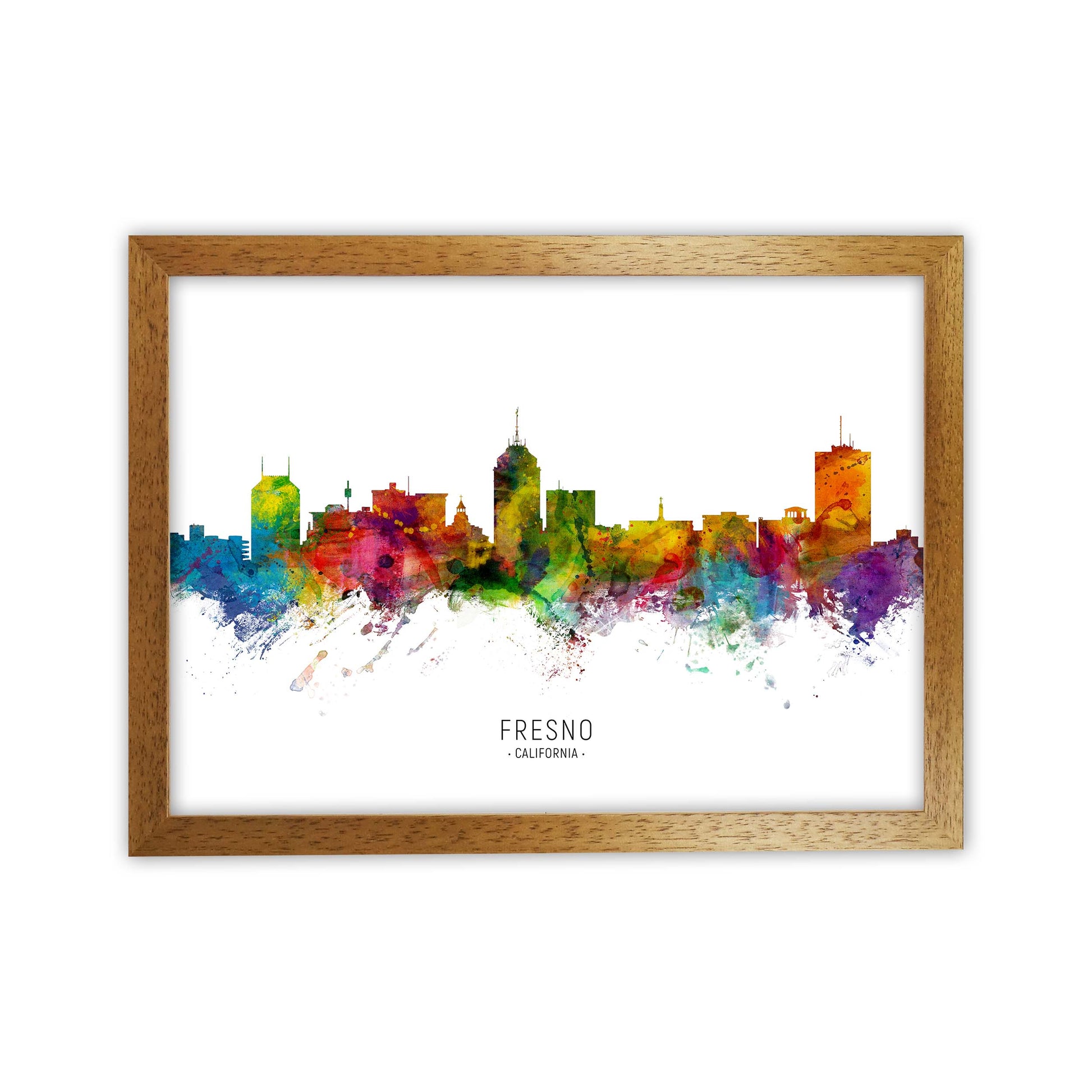 Fresno California Skyline Art Print by Michael Tompsett Oak Grain
