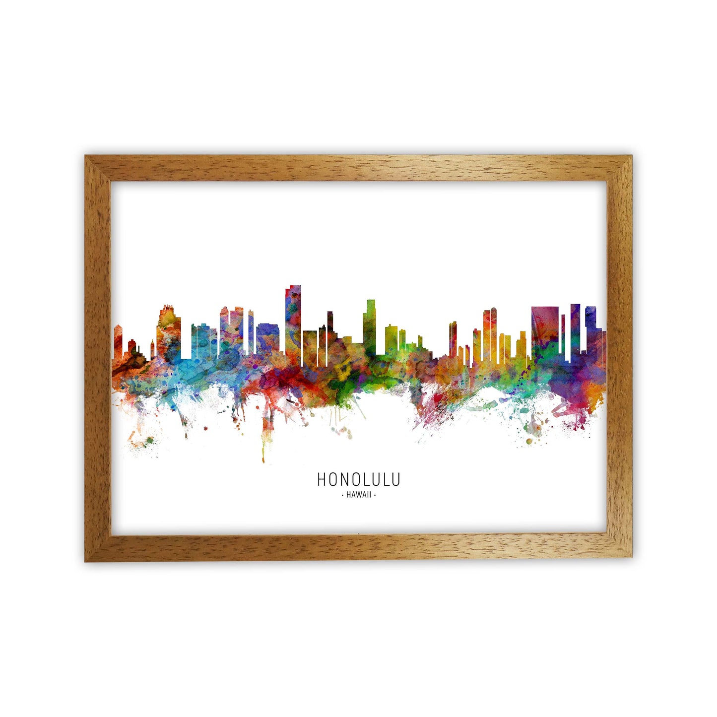 Honolulu Hawaii Skyline Art Print by Michael Tompsett Oak Grain