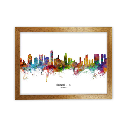 Honolulu Hawaii Skyline Art Print by Michael Tompsett Oak Grain