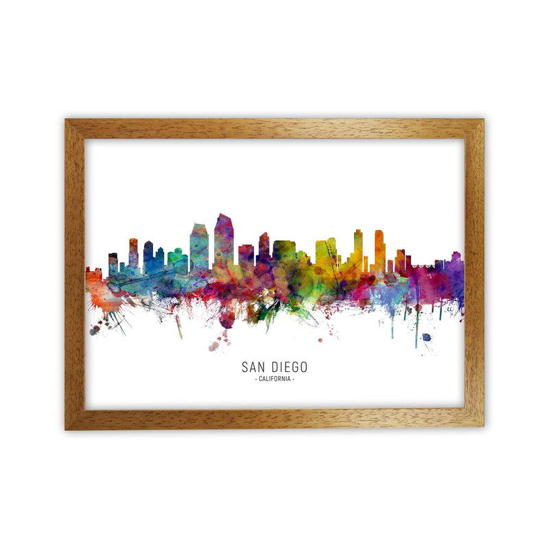 San Diego California Skyline Art Print by Michael Tompsett Oak Grain