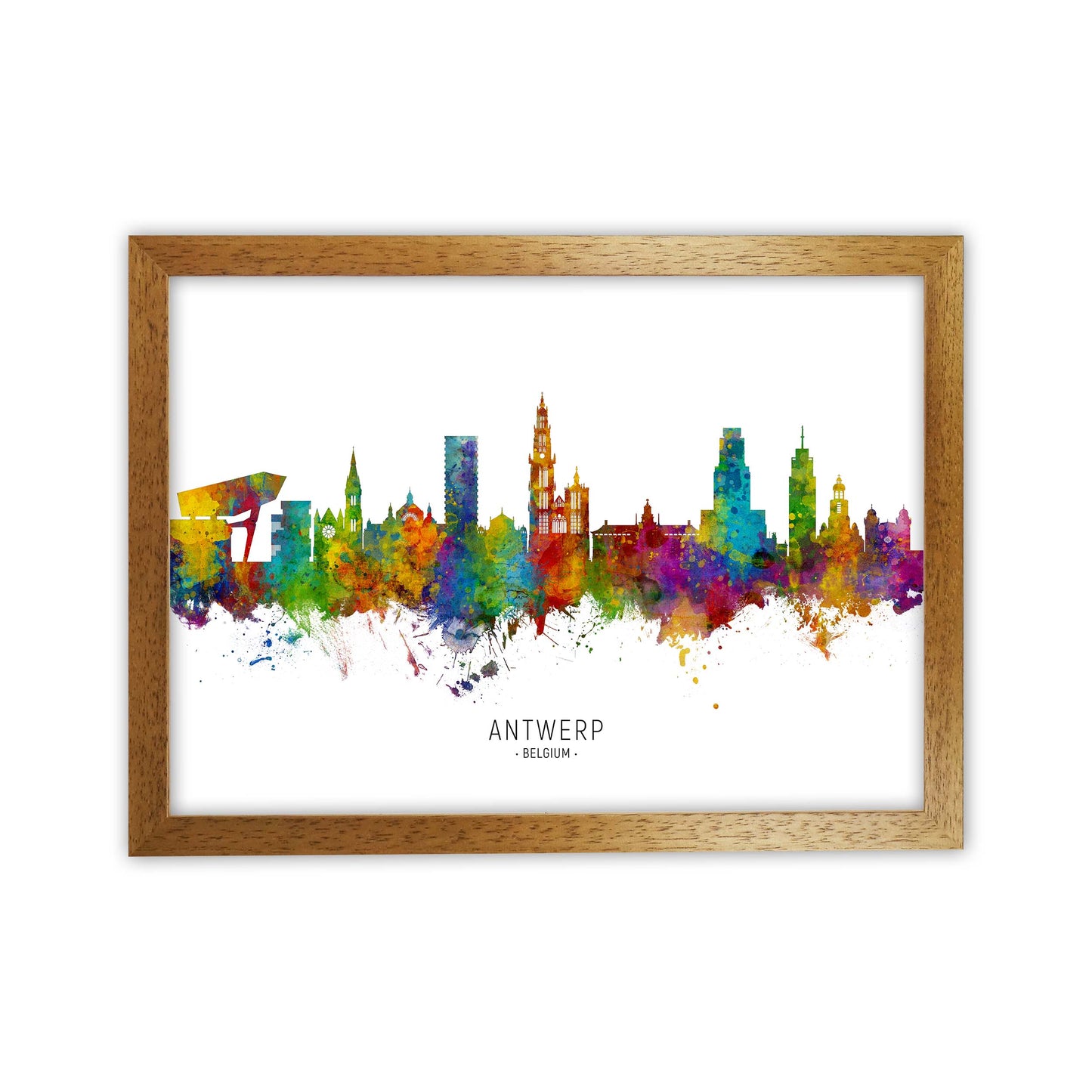 Antwerp Belgium Skyline Art Print by Michael Tompsett Oak Grain