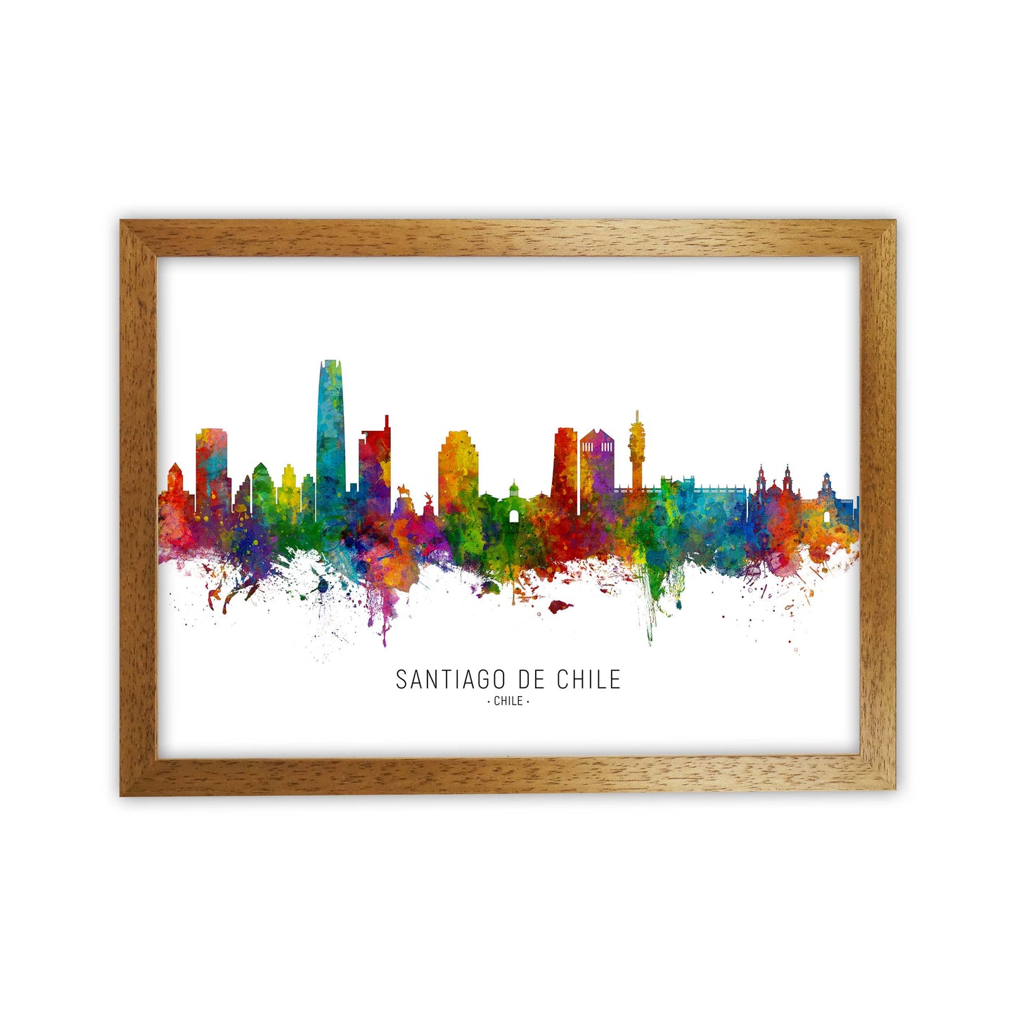 Santiago De Chile Chile Skyline Art Print by Michael Tompsett Oak Grain
