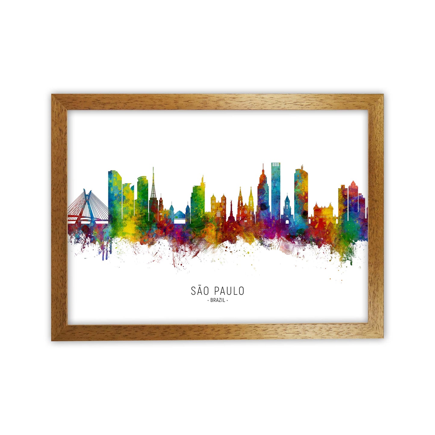 Sao Paulo Brazil Skyline Art Print by Michael Tompsett Oak Grain