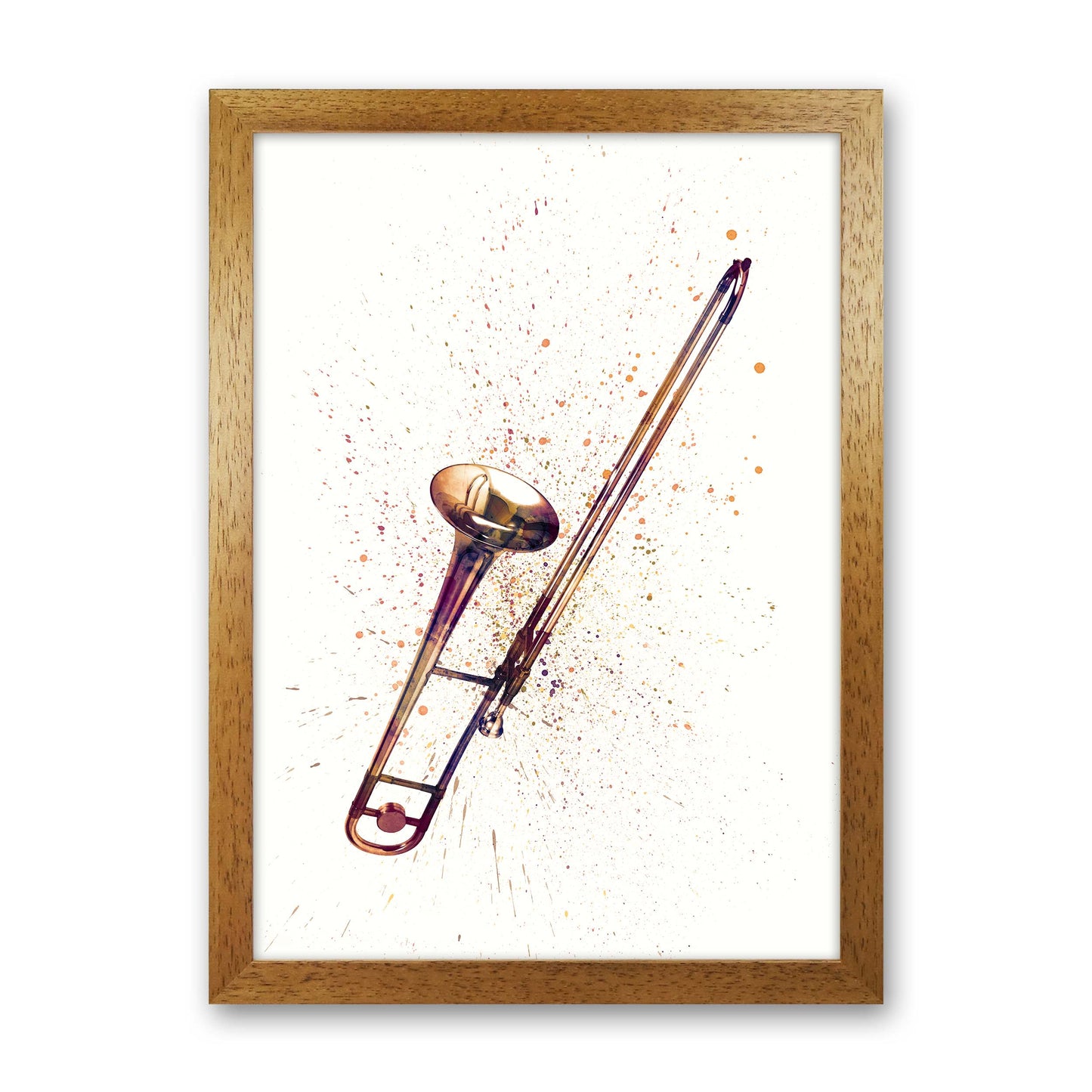 Trombone Watercolour Art Print by Michael Tompsett Oak Grain