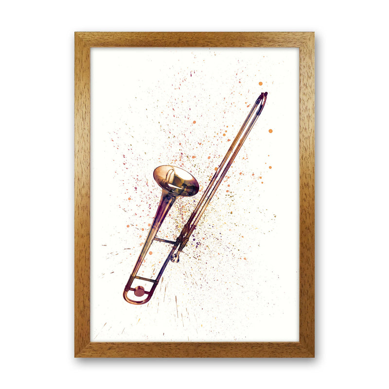 Trombone Watercolour Art Print by Michael Tompsett Oak Grain