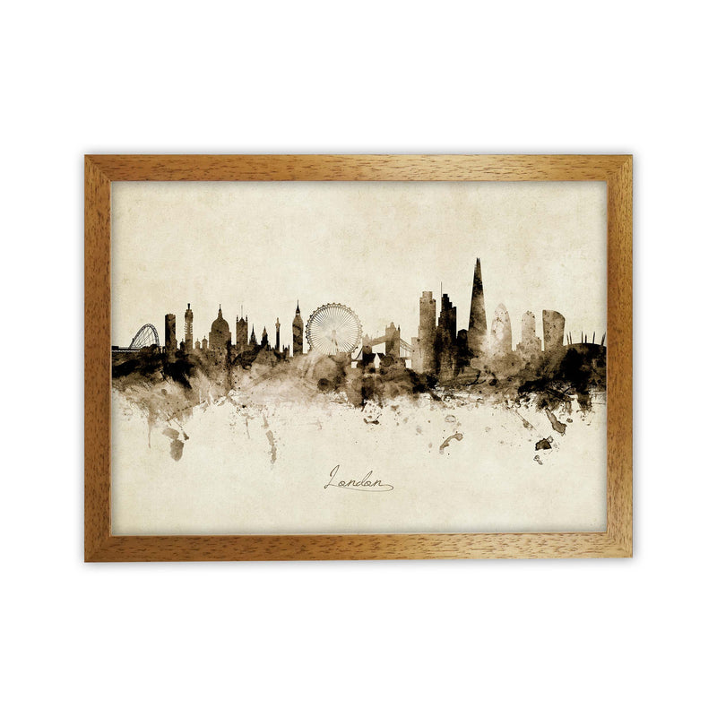 London England Skyline Vintage  Art Print by Michael Tompsett Oak Grain
