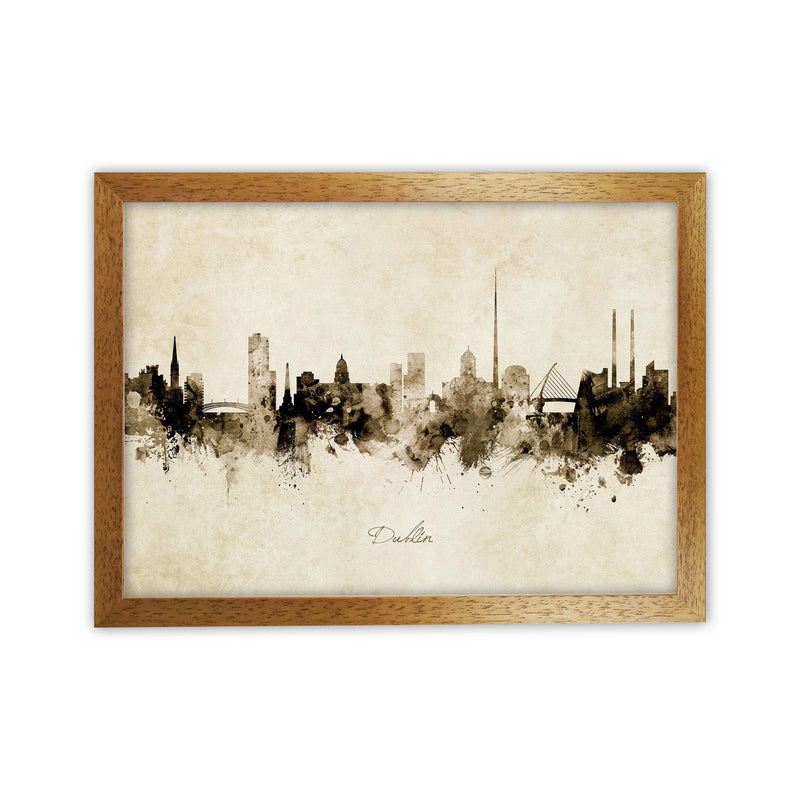 Dublin Ireland Skyline Vintage  Art Print by Michael Tompsett Oak Grain