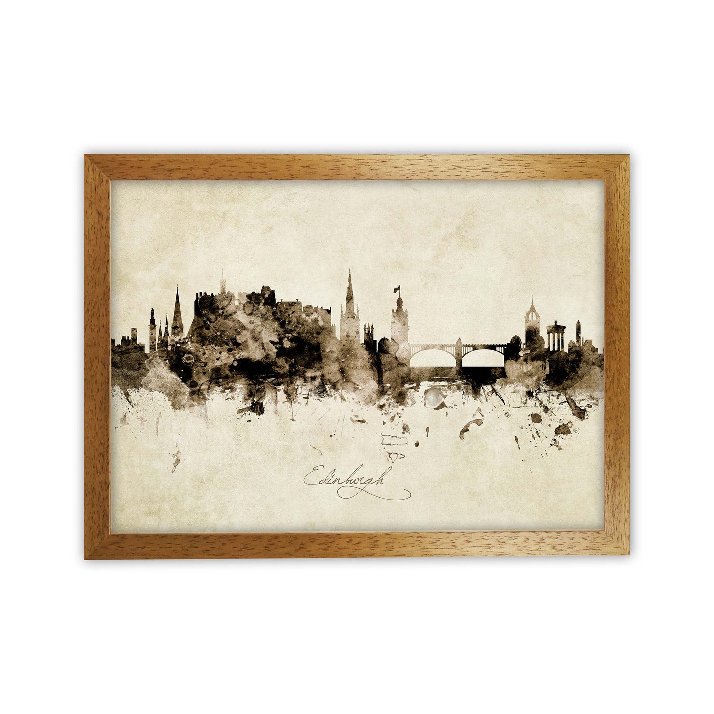 Edinburgh Scotland Skyline Vintage Print by Michael Tompsett Oak Grain