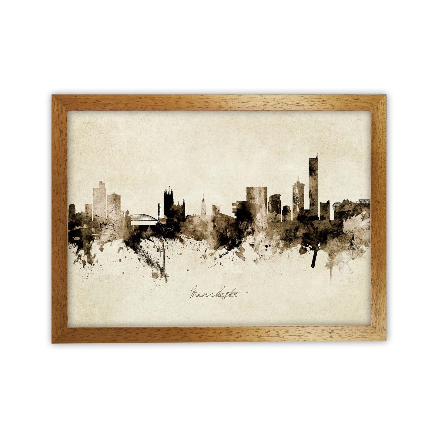 Manchester England Skyline Vintage Print by Michael Tompsett Oak Grain