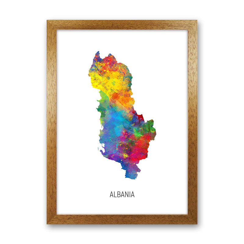 Albania Watercolour Map Art Print by Michael Tompsett Oak Grain