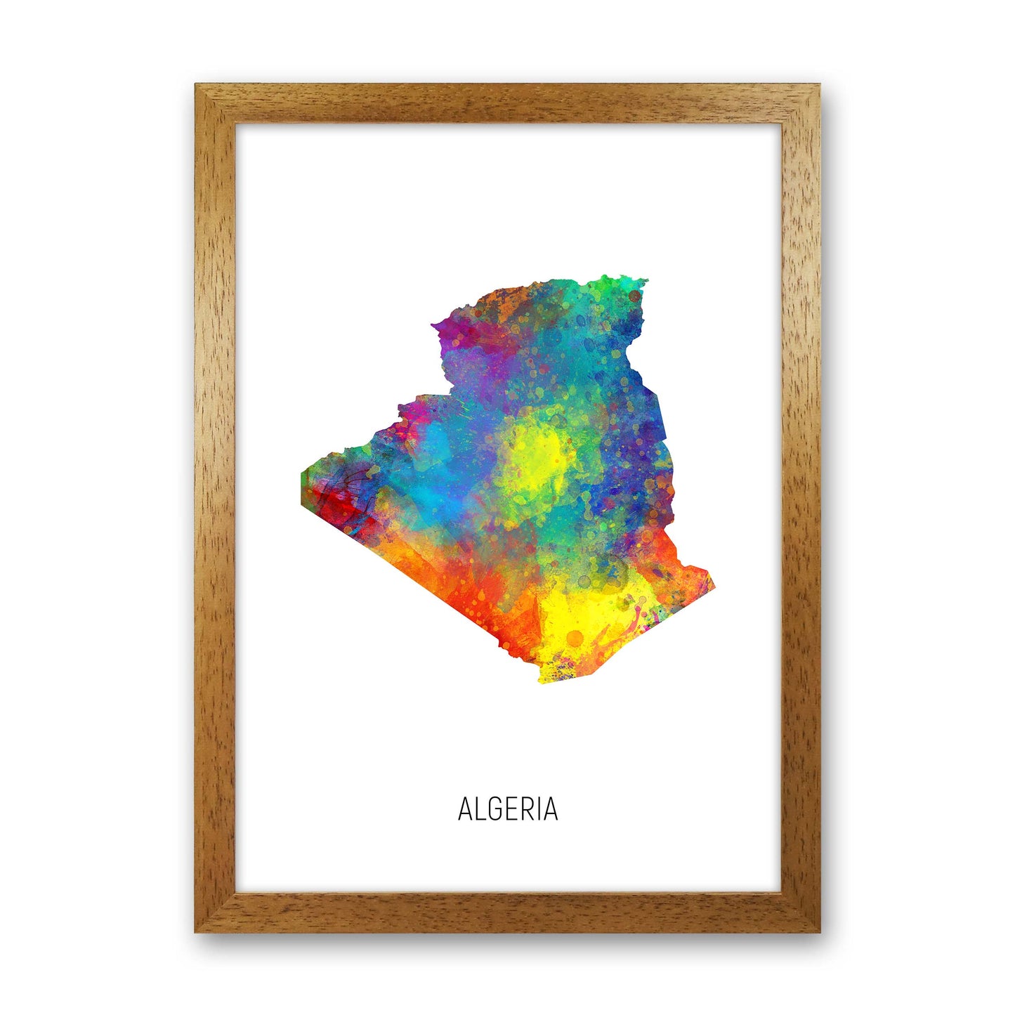 Algeria Watercolour Map Art Print by Michael Tompsett Oak Grain