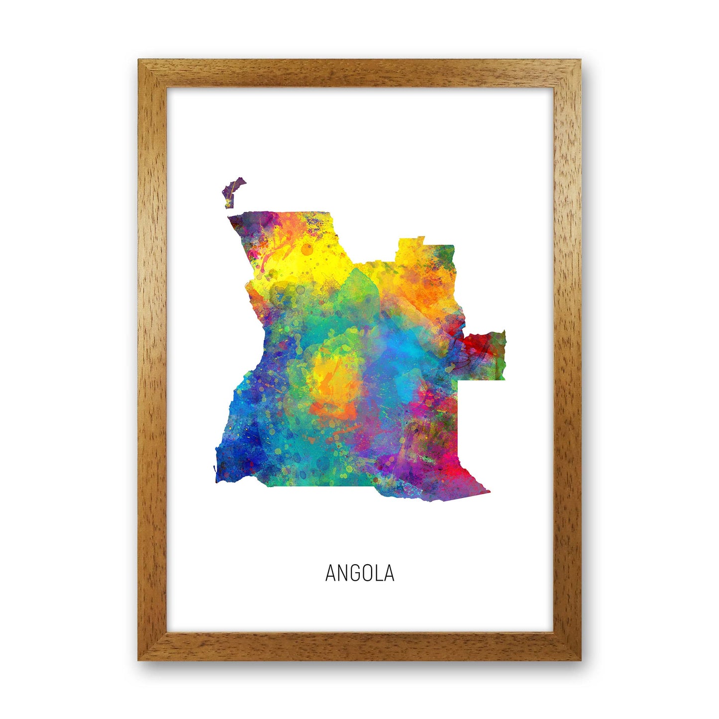 Angola Watercolour Map Art Print by Michael Tompsett Oak Grain