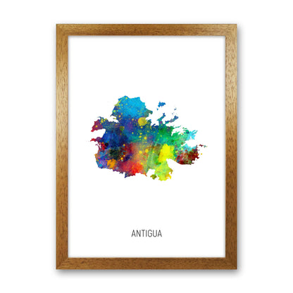 Antigua Watercolour Map Art Print by Michael Tompsett Oak Grain