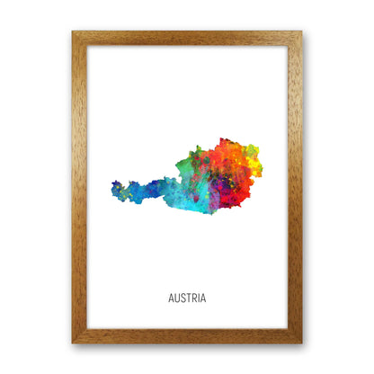 Austria Watercolour Map Art Print by Michael Tompsett Oak Grain
