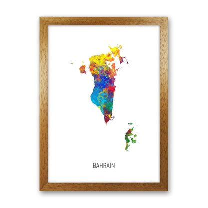 Bahrain Watercolour Map Art Print by Michael Tompsett Oak Grain