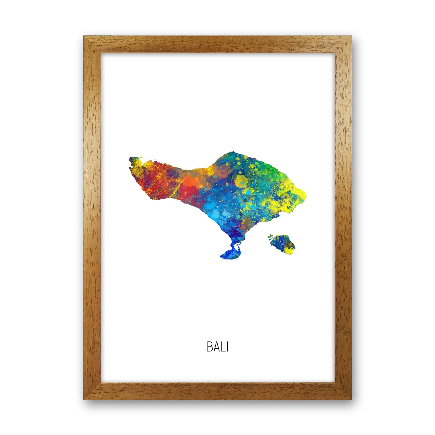 Bali Watercolour Map Art Print by Michael Tompsett Oak Grain