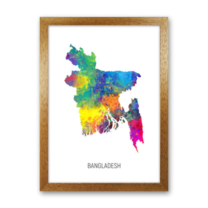 Bangladesh Watercolour Map Art Print by Michael Tompsett Oak Grain