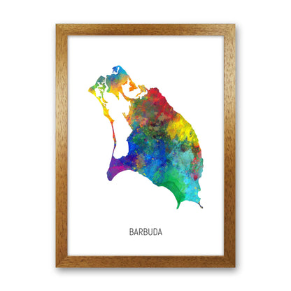 Barbuda Watercolour Map Art Print by Michael Tompsett Oak Grain