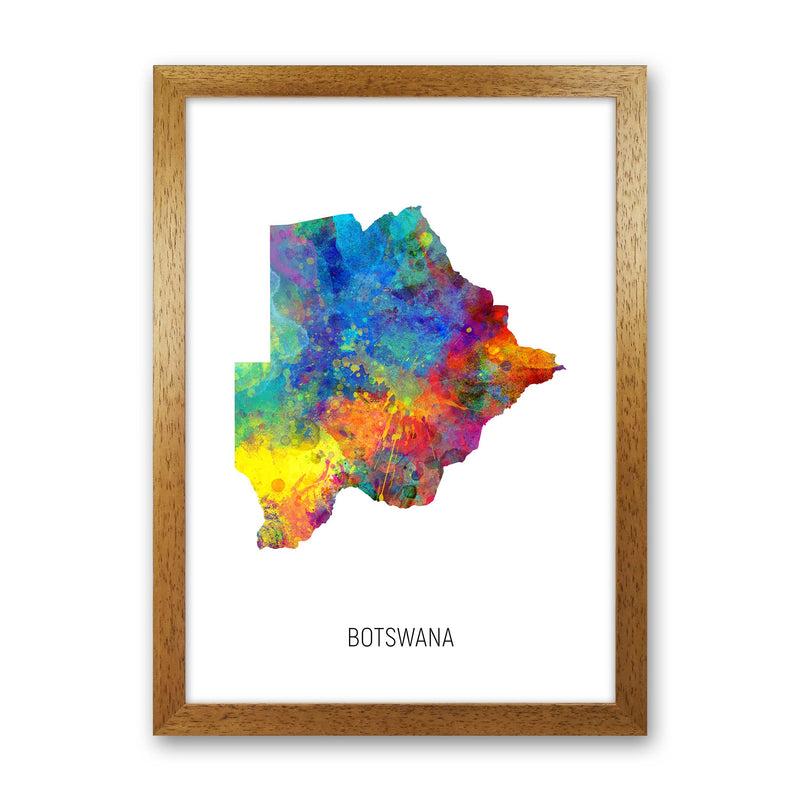 Botswana Watercolour Map Art Print by Michael Tompsett Oak Grain