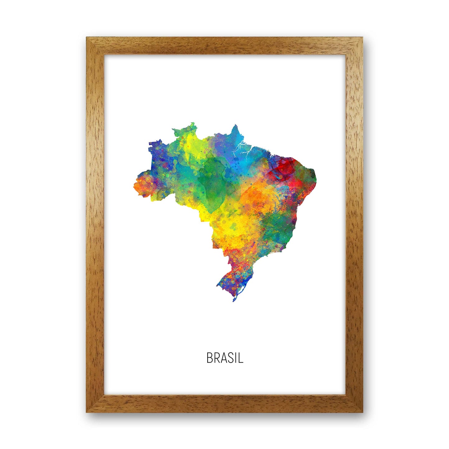Brasil Watercolour Map Art Print by Michael Tompsett Oak Grain