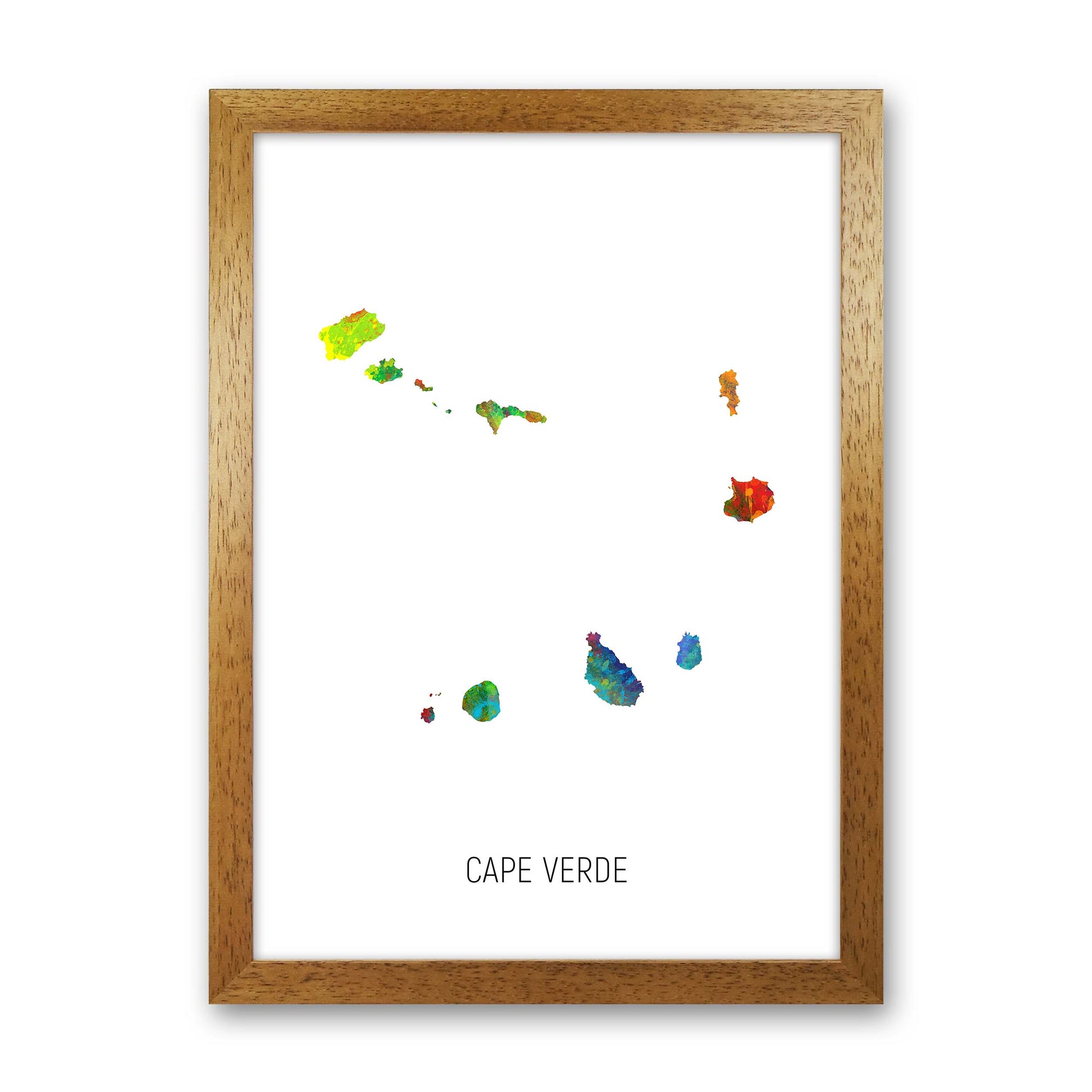 Cape Verde Watercolour Map Art Print by Michael Tompsett Oak Grain