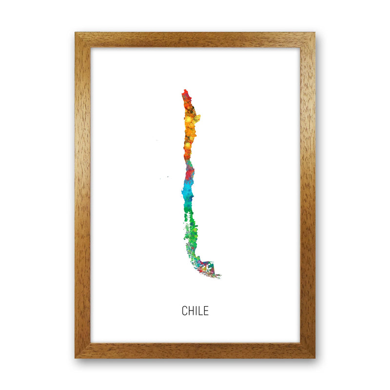 Chile Watercolour Map Art Print by Michael Tompsett Oak Grain