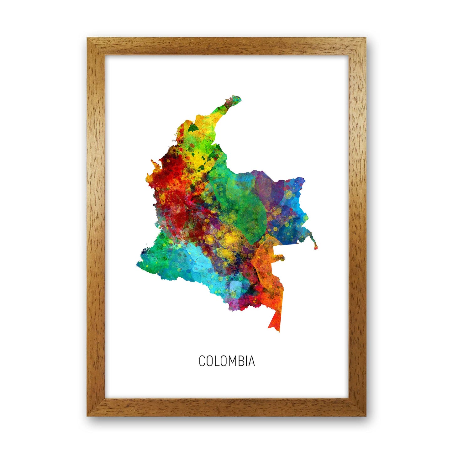 Colombia Watercolour Map Art Print by Michael Tompsett Oak Grain