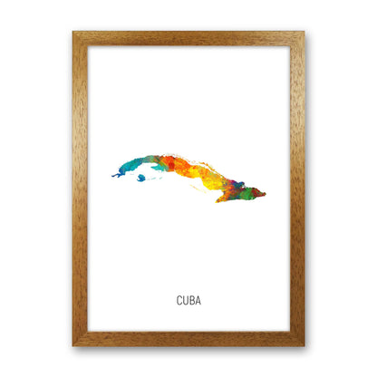 Cuba Watercolour Map Art Print by Michael Tompsett Oak Grain